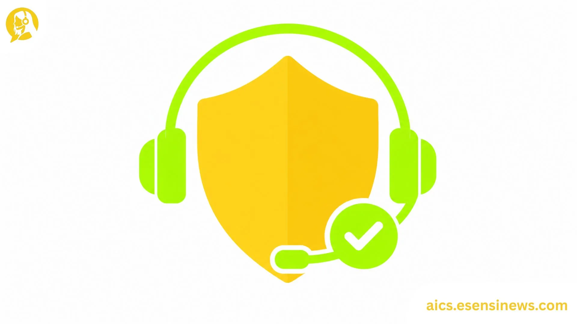 Flat illustration of a shield and headset icon in yellow and lime green on a white background, representing compliance for an AI call centre.