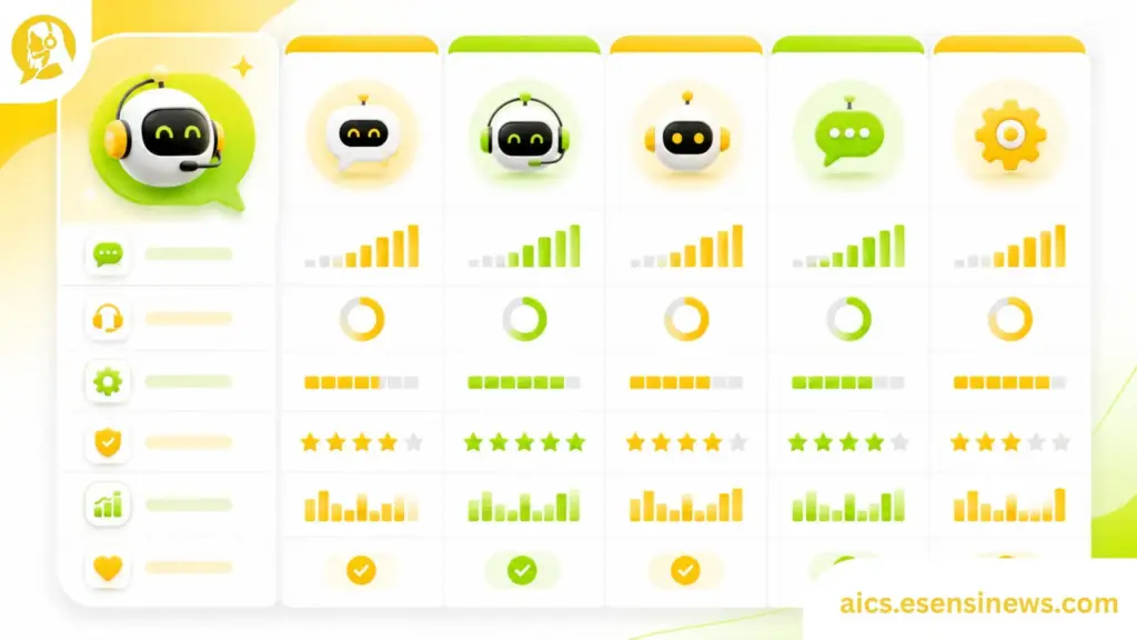 Comparison dashboard of top AI customer service tools for support teams