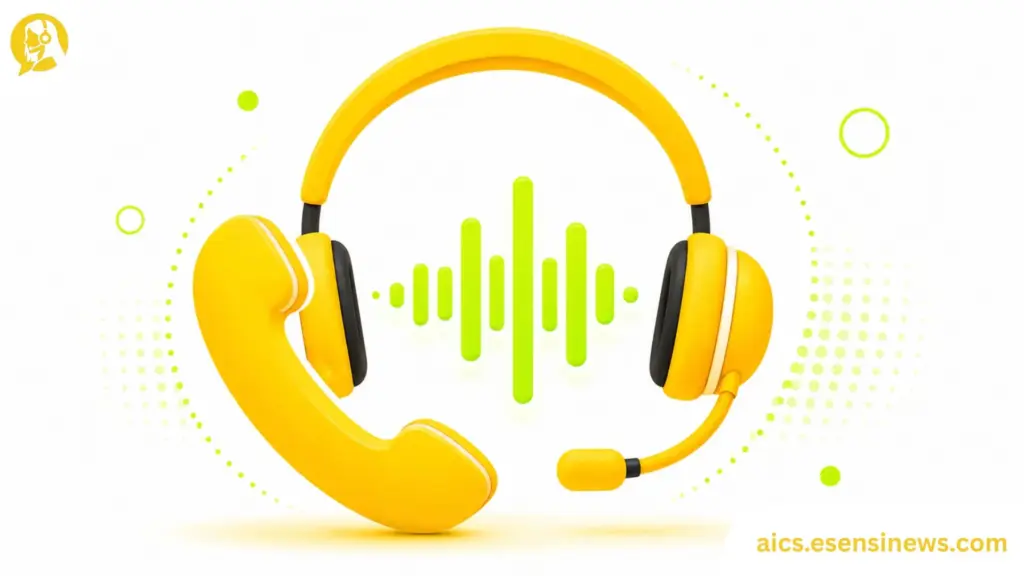 Flat illustration of a headset and soundwave icon, representing AI for contact centers.