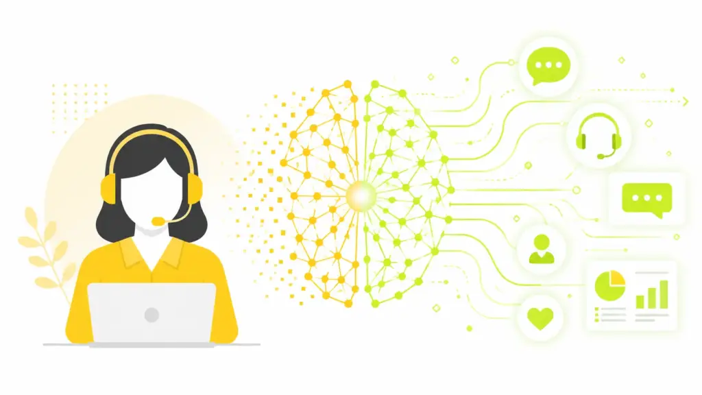 Artificial intelligence contact center technology connecting human agents with AI-powered customer service automation
