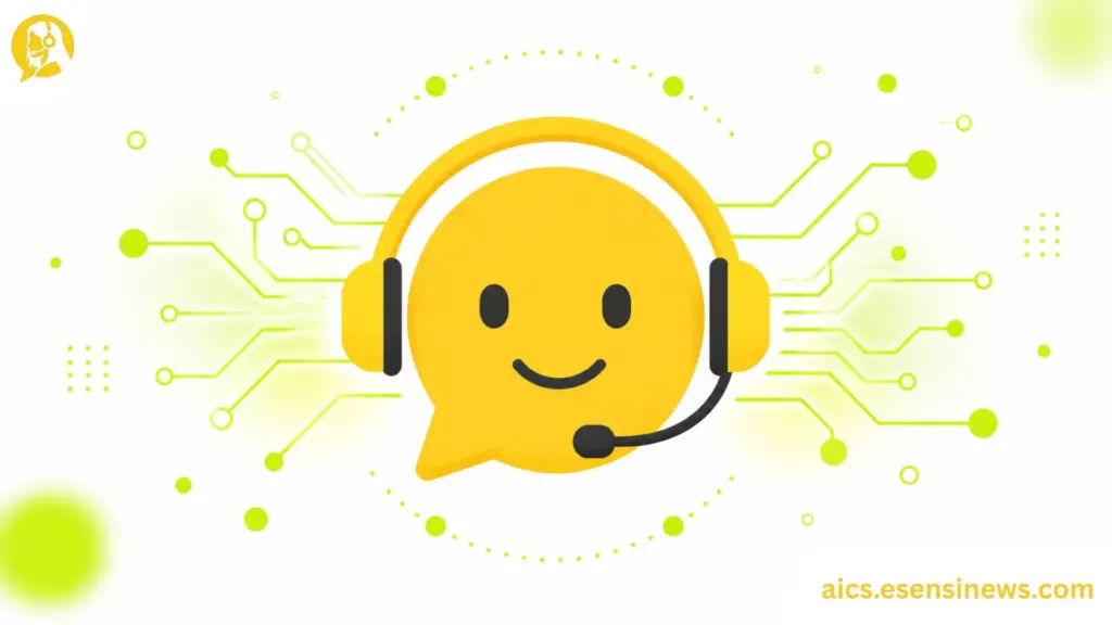 Flat illustration of an AI chat bubble and network icon in yellow and lime green on a white background, representing the best AI customer service tools for CX teams.